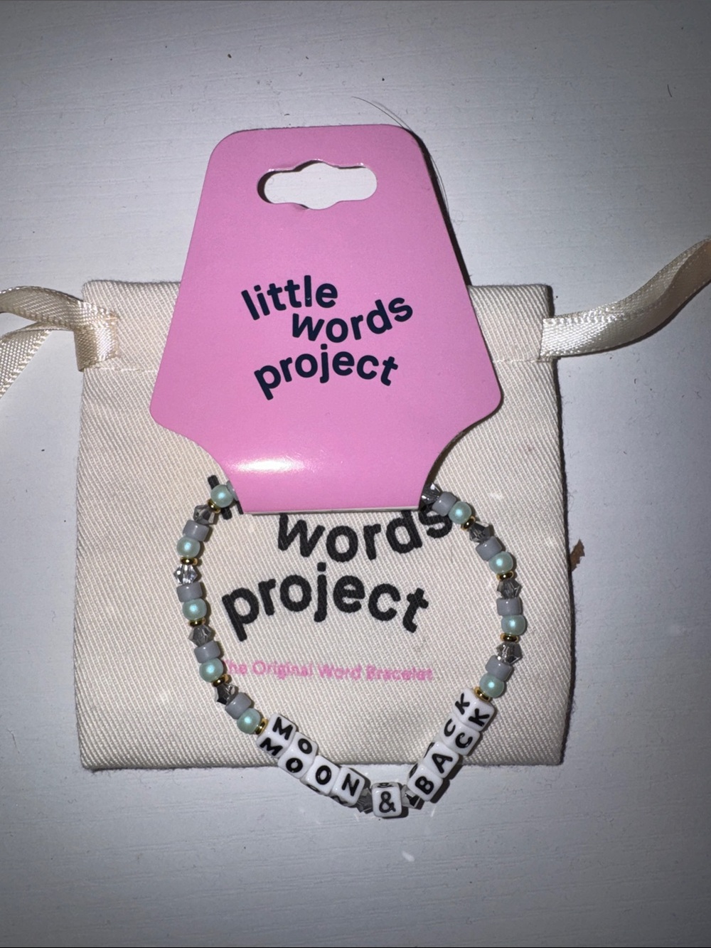 Little Words Project "Moon & Back" Beaded Bracelet - White & Light Blue